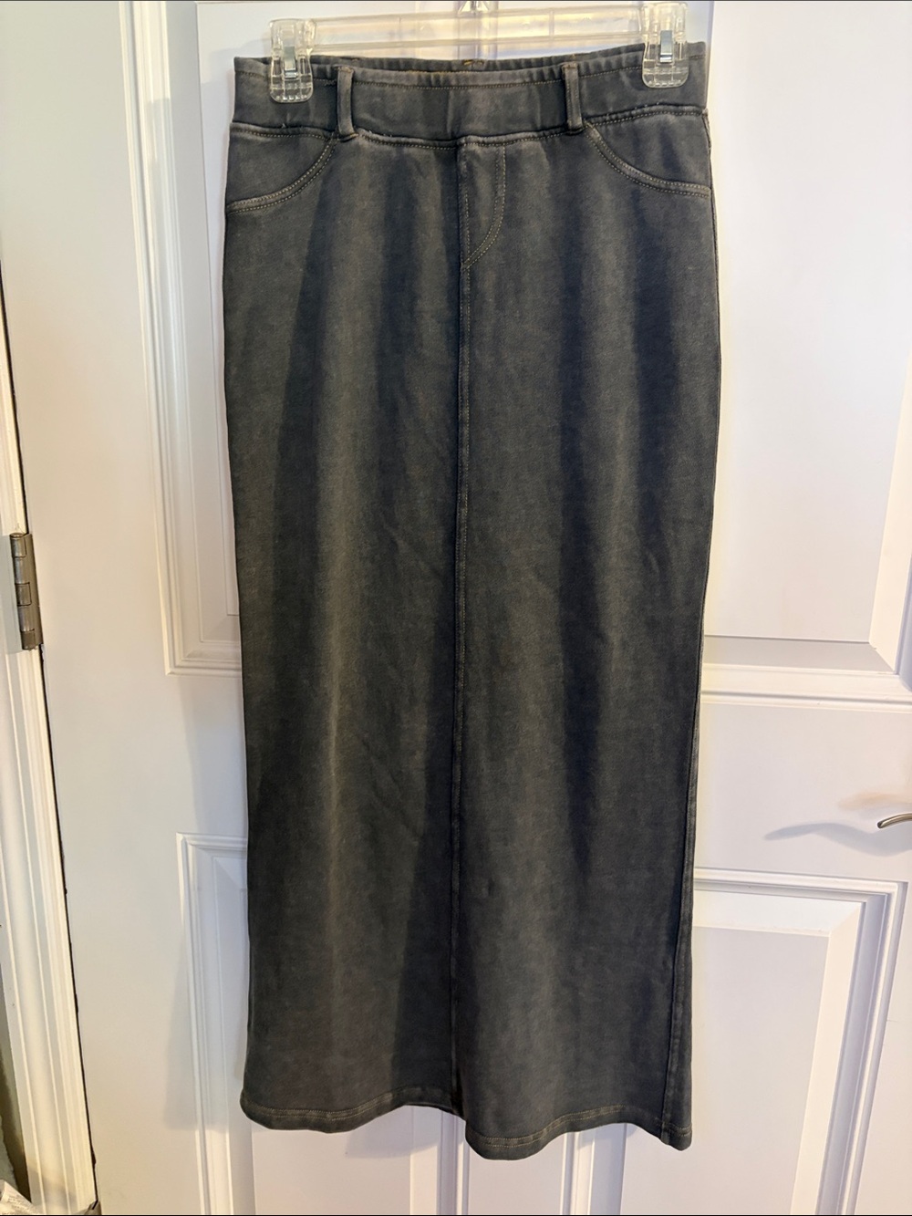 Vintage Charcoal Gray Maxi Denim Skirt